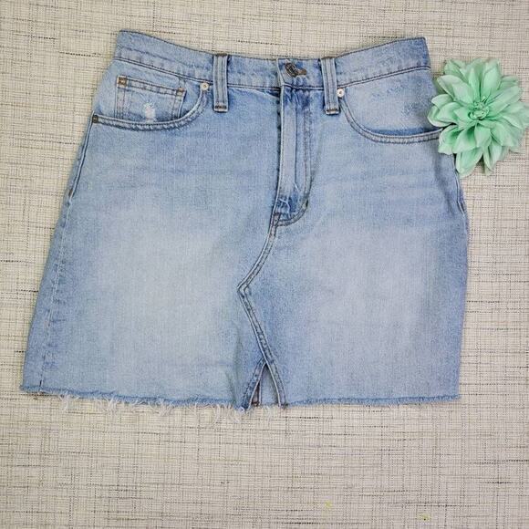 Madewell Women's Rigid Denim A-Line Mini Skirt Cutout‎ Edition Size 27 - Picture 1 of 10